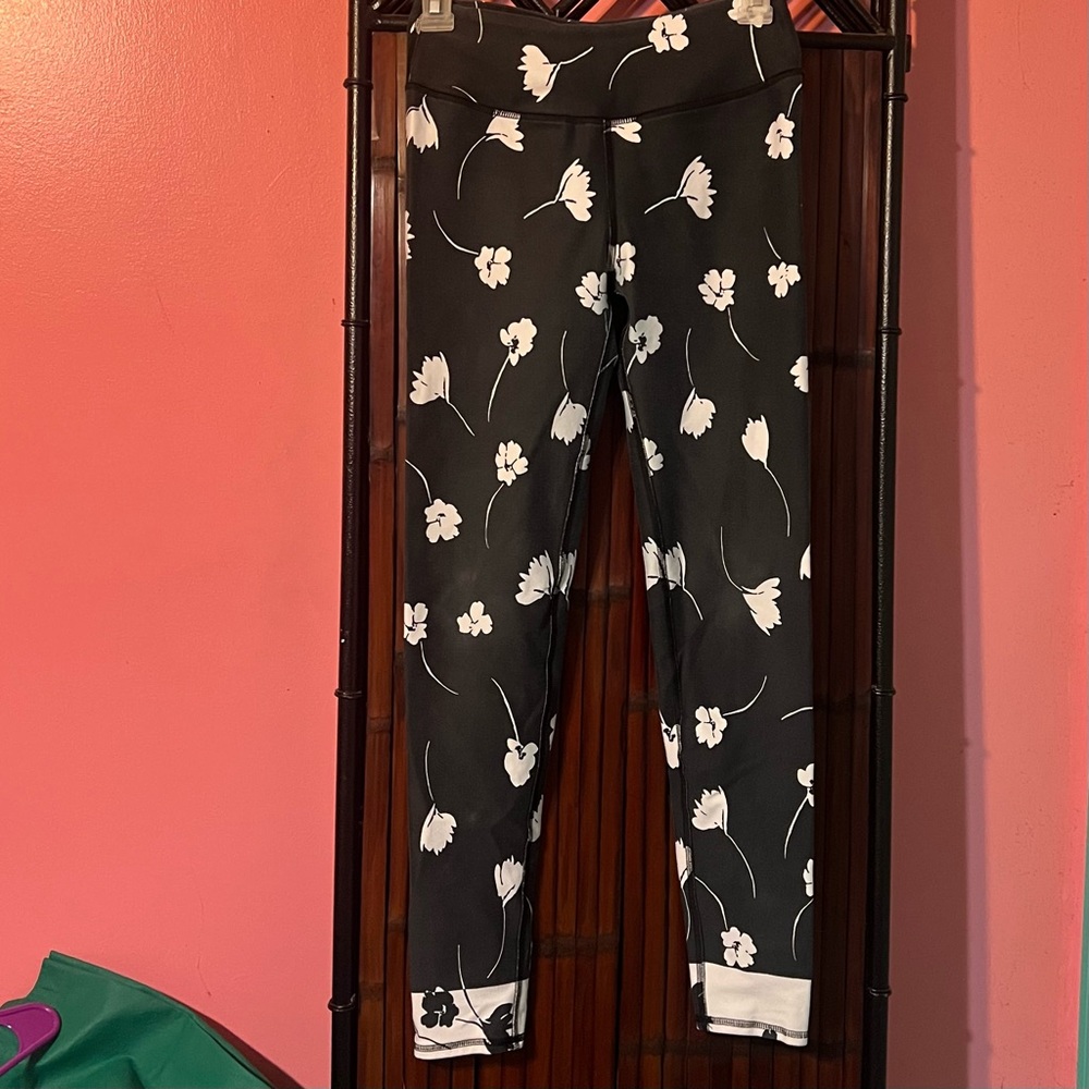 Fabletics Black and White Floral Leggings
